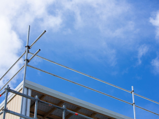 Top corner of a new build townhouse