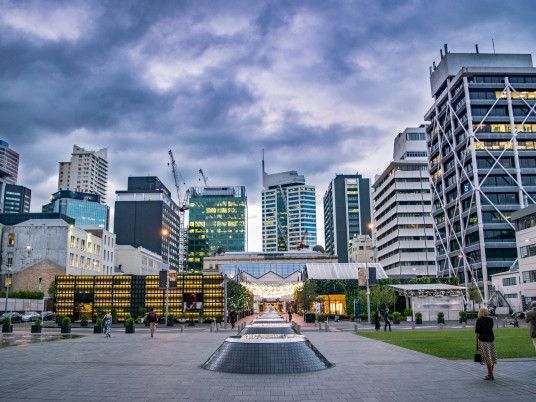 [image] downtown auckland city centre in the evening