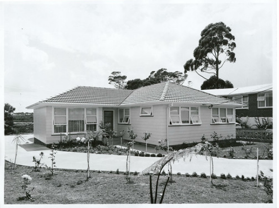 A black and white photograph from 1970 showing the outside of a residential house